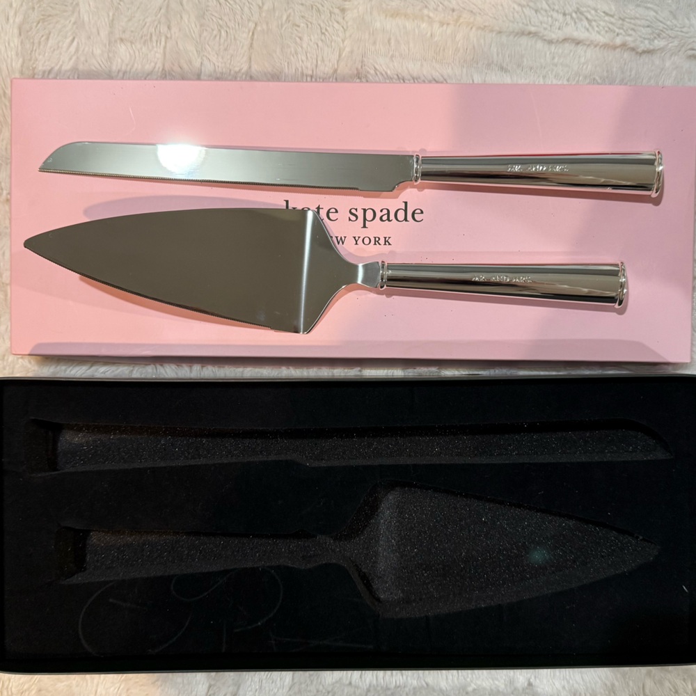Kate Spade Silver Mr. And Mrs. Wedding knife and server